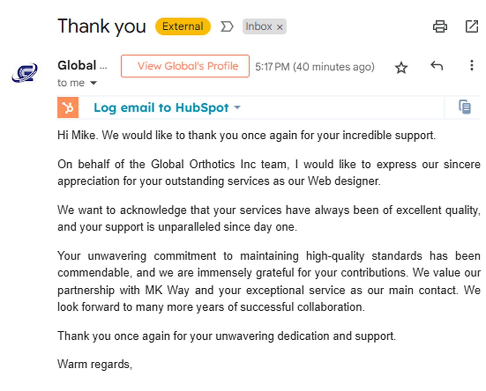 Client Testimonial